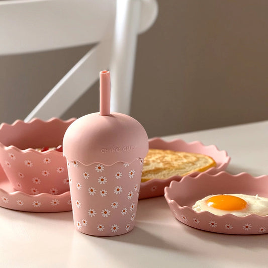 Pink Daisy Mini Smoothie Cup & Straw 200ml