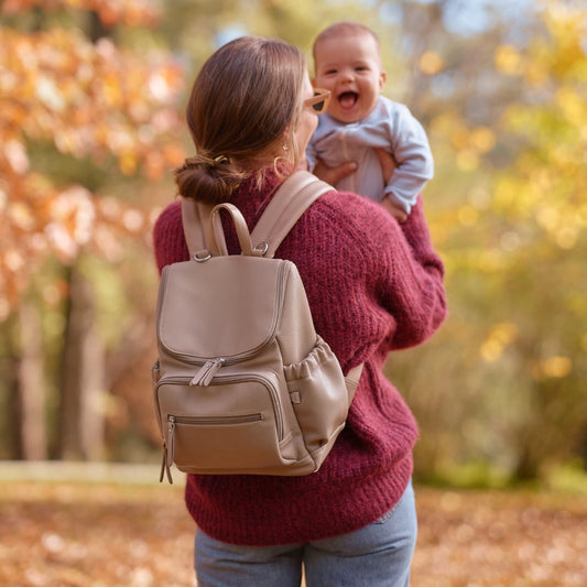 OiOi Signature Nappy Backpack - Oat Dimple Vegan Leather