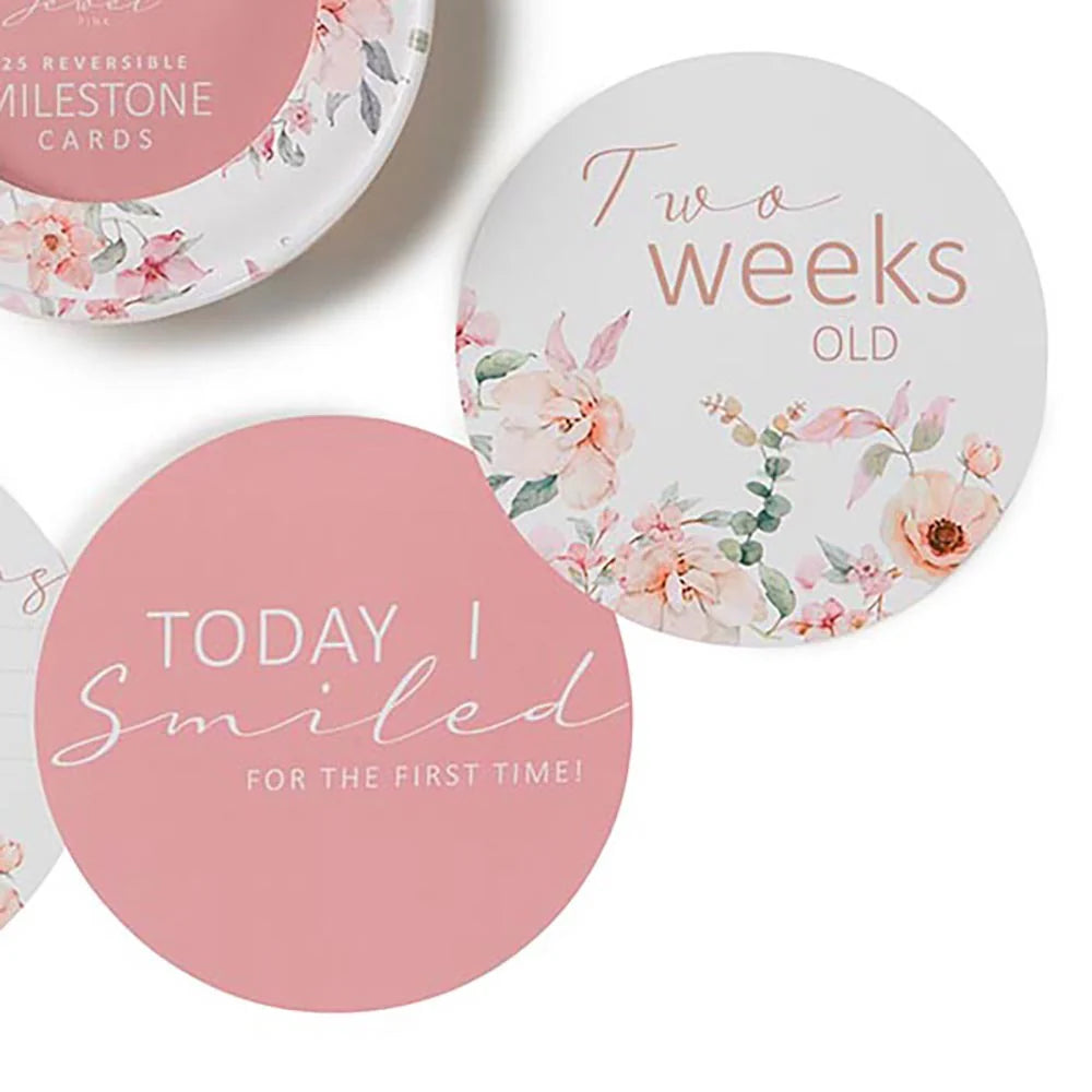 Camille and Jewel Pink Reversible Milestone Cards