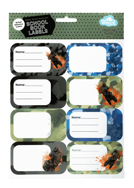 Book Labels - Camo Biker