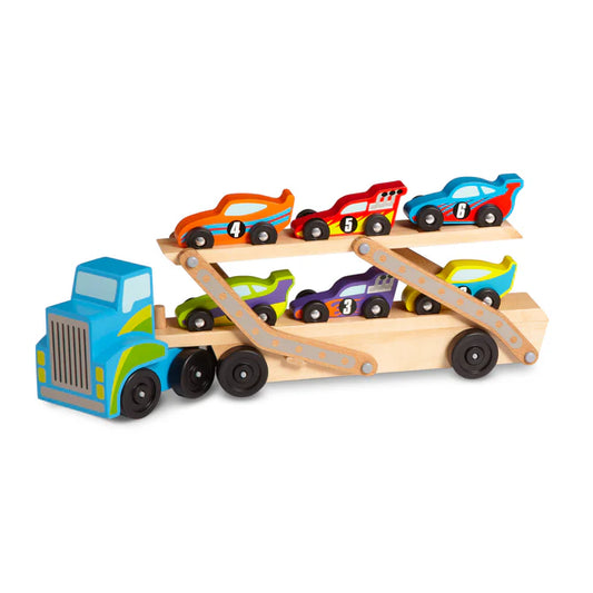 Jumbo Wooden Truck with Race Cars - 8pc