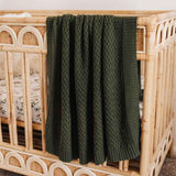 Olive Diamond Knit Organic Baby Blanket