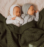Olive Diamond Knit Organic Baby Blanket