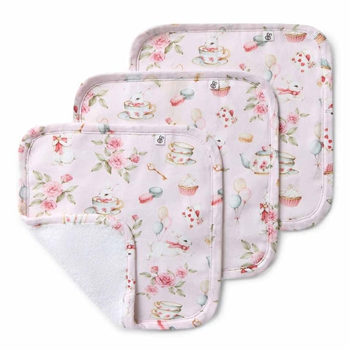 Alice's Tea Party Organic Wash Cloth - 3pk