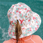 Swim Ponytail Bucket Beach Hat - Hibiscus