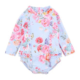 BIANCA Blue Long Sleeve Sunsuit with Aqua Nappy