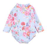 BIANCA Blue Long Sleeve Sunsuit with Aqua Nappy