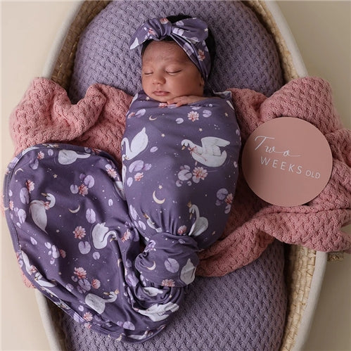 Midnight Swan Organic Jersey Wrap & Topknot Set