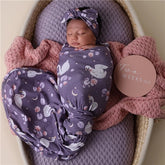 Midnight Swan Organic Jersey Wrap & Topknot Set