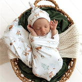Woodland Tales Organic Jersey Wrap & Beanie Set