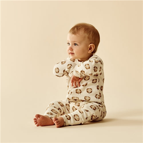 Hot Cross Buns Organic Zipsuit with Feet