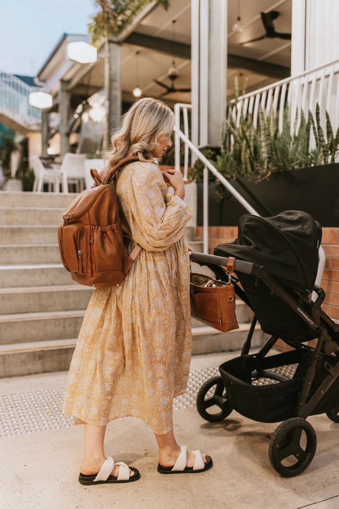 OiOi Signature Nappy Backpack - Tan Vegan Leather