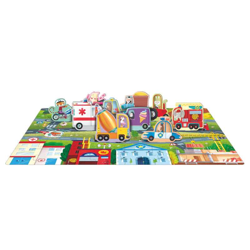 Sassi 3D Puzzle and Book Set - Learn Shapes Vehicles