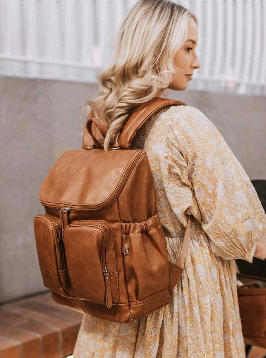 OiOi Signature Nappy Backpack - Tan Vegan Leather