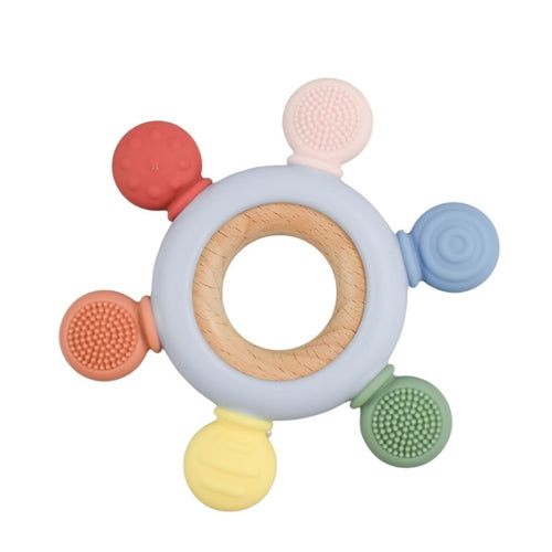 Wooden Silicone Sensory Teether Ring