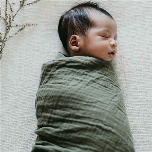 Dusty Olive Organic Muslin Wrap