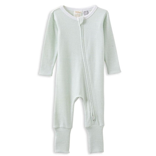 Green Stripe Zip Romper