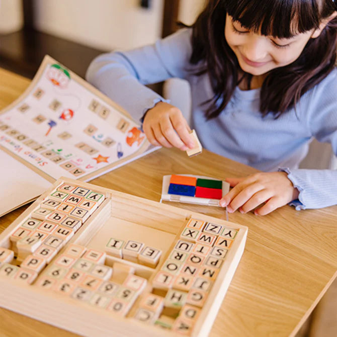Deluxe Wooden ABC-123 Stamp Set