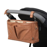 Vegan Leather Stroller Organiser/Pram Caddy - Tan