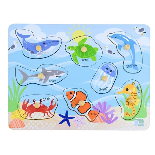 2 in 1 Sea Animals and their habitats Peg Puzzle