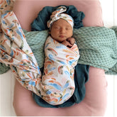 Summer Palm Organic Jersey Wrap & Top Knot Set