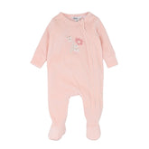 Fern Velour Embroidered Zip Onesie