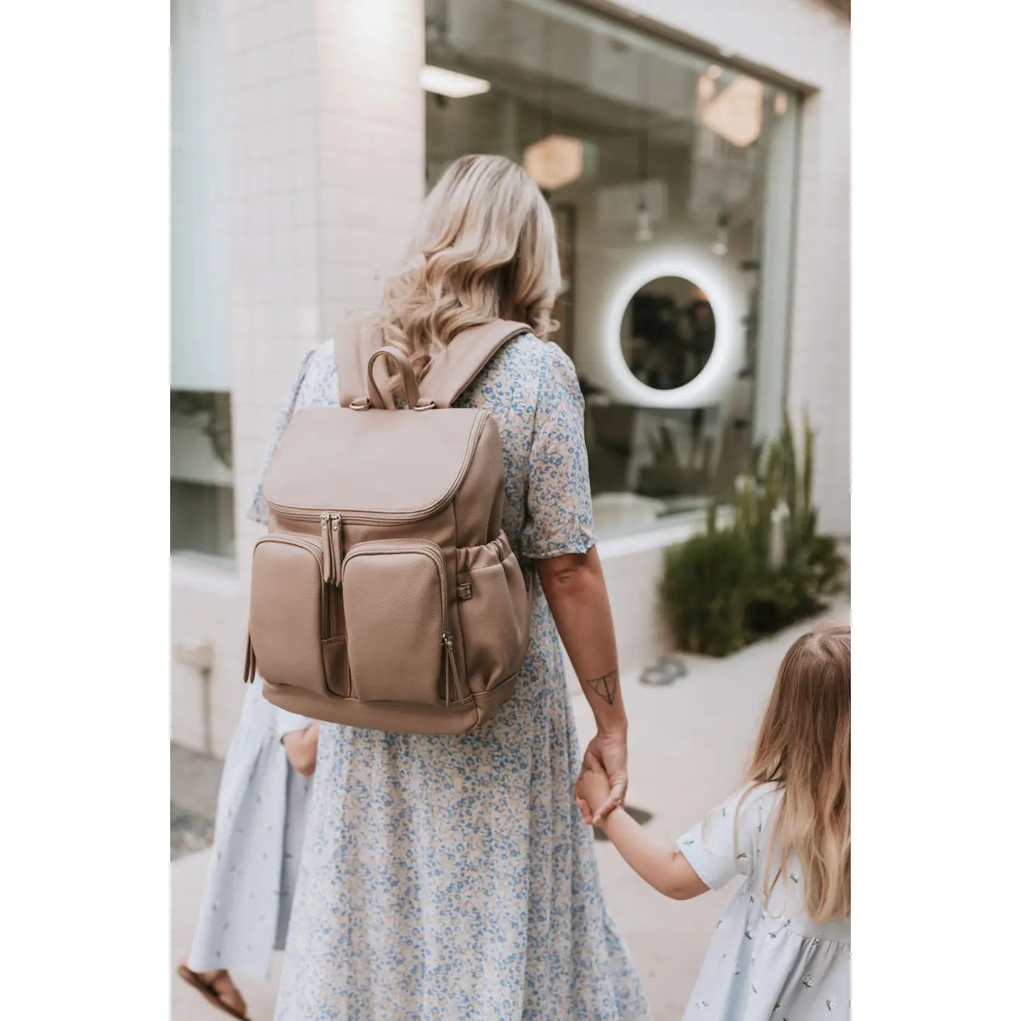 OiOi Signature Nappy Backpack - Oat Dimple Vegan Leather