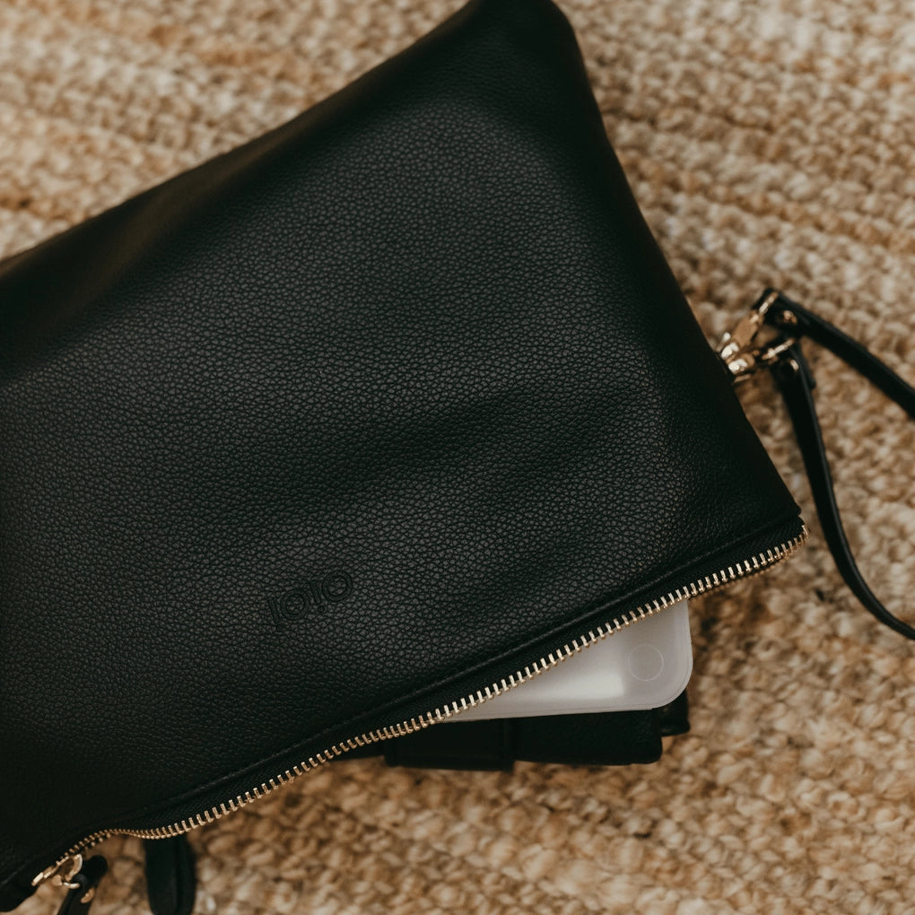 OiOi Nappy Changing Pouch - Black Vegan Leather