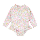 Marissa Long Sleeve Sunsuit with Aqua Nappy