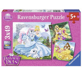 Disney Belle Cinderella Rapunzel Puzzle 3x49 Pieces