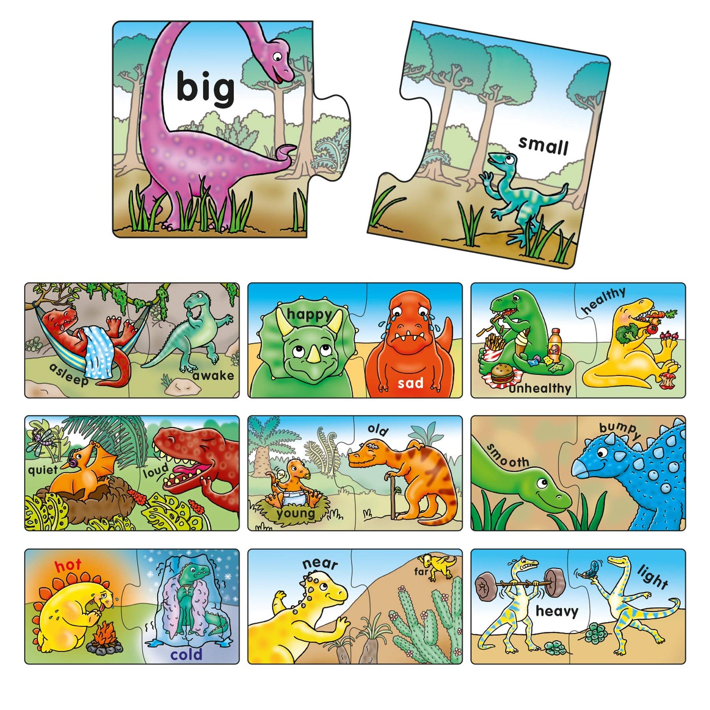 Dinosaur Opposites - 2 piece puzzles