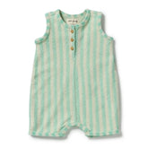 Seafoam Stripe Organic Terry Growsuit