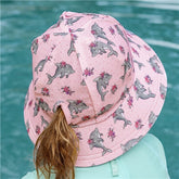 Swim Ponytail Bucket Beach Hat - Dolphin