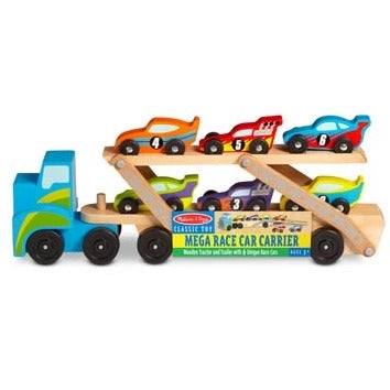 Jumbo Wooden Truck with Race Cars - 8pc