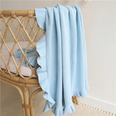 Baby Blue Ruffle Knit Organic Baby Blanket