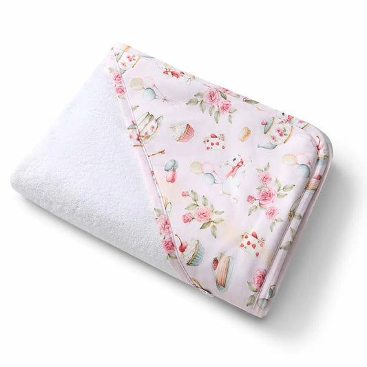 Alice's Tea Party Organic Hooded Baby Towel