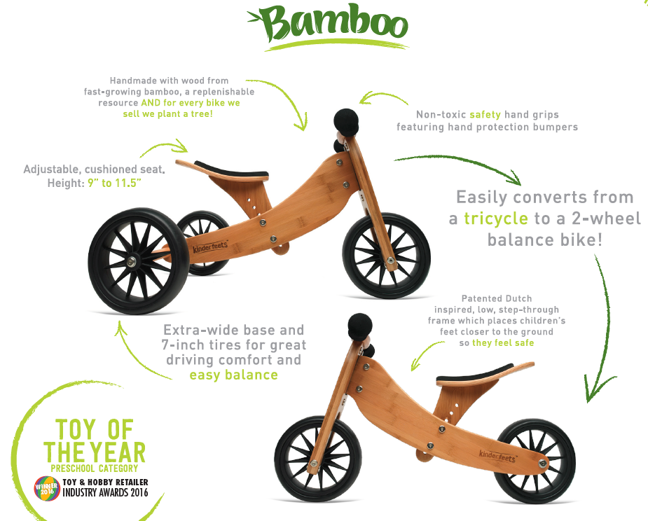 Kinderfeets Tiny Tots Bike - BAMBOO