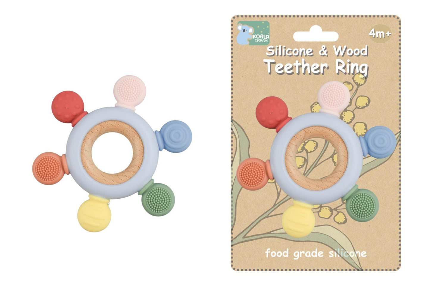 Wooden Silicone Sensory Teether Ring