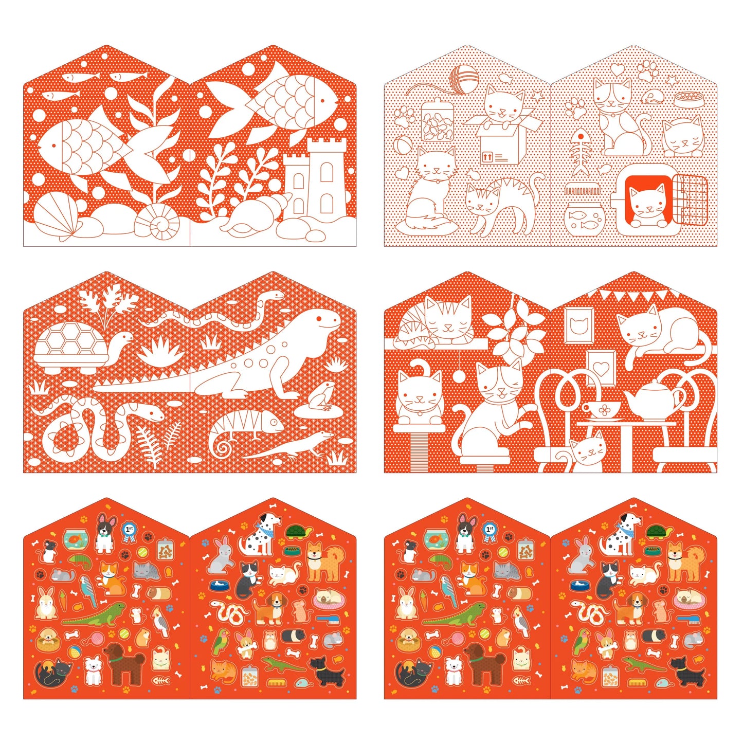 Petit Collage Colouring Book with Stickers - Pets