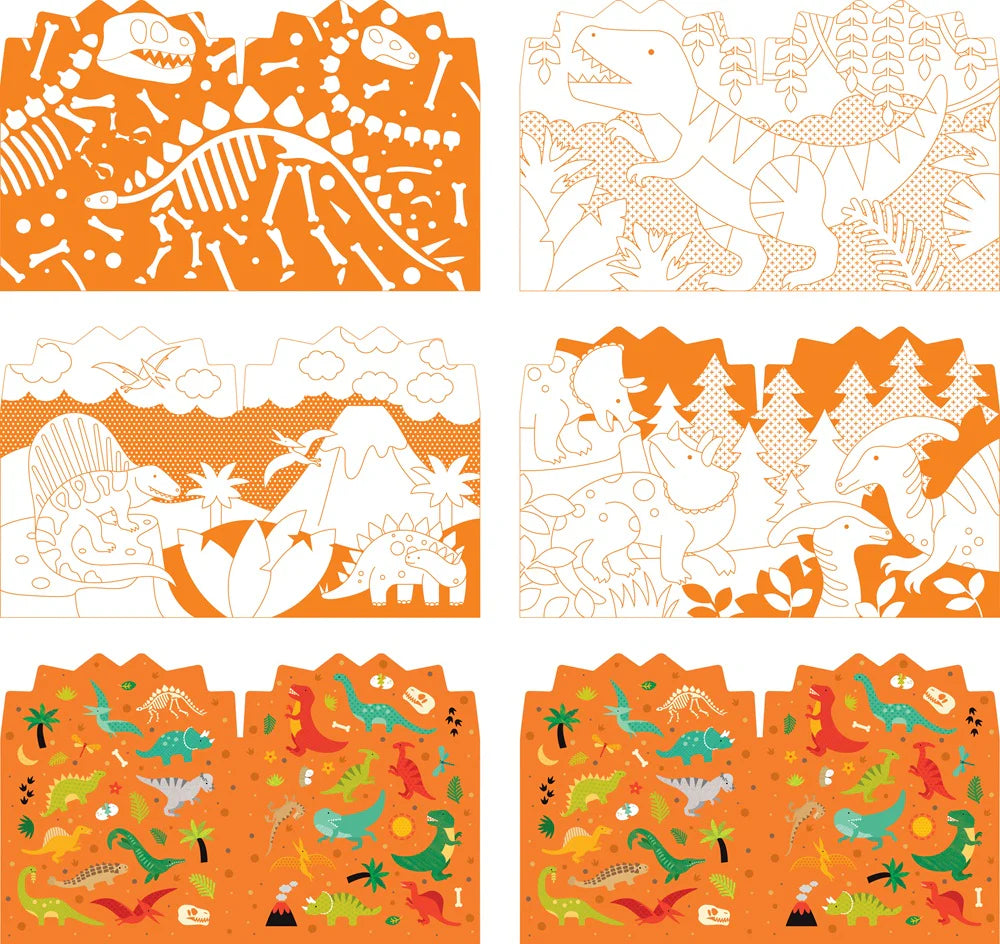 Petit Collage Colouring Book with Stickers - Dinosaur