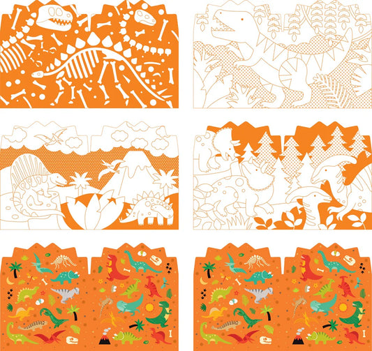 Petit Collage Colouring Book with Stickers - Dinosaur