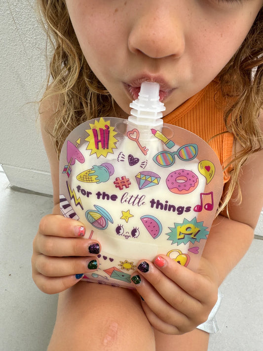 Sinchies 150ml Reusable Food Pouches 5pk - Retro Pop Pink