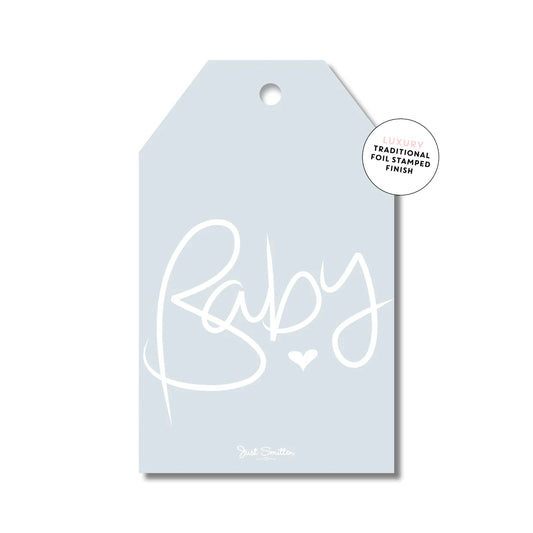 Gift Tag - Baby Script Blue