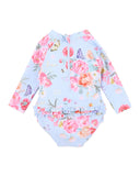 BIANCA Blue Long Sleeve Sunsuit with Aqua Nappy