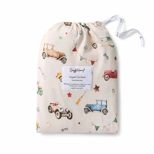 Vintage Cars Organic Fitted Cot Sheet
