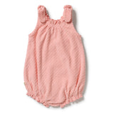 Pink Petal Check Organic Terry Tie Playsuit