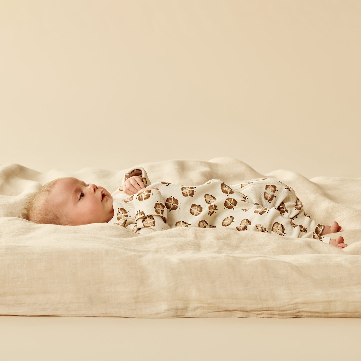 Hot Cross Buns Organic Zipsuit with Feet