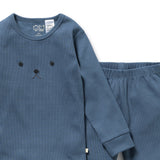 Twilight Blue Organic Rib Long Sleeve Pyjamas