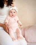 Fern Velour Embroidered Zip Onesie
