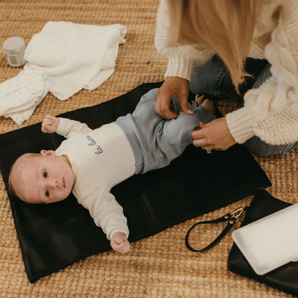 OiOi Nappy Changing Pouch - Black Vegan Leather